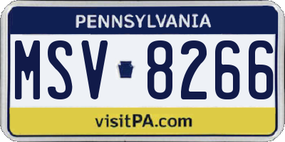 PA license plate MSV8266