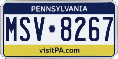 PA license plate MSV8267