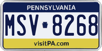 PA license plate MSV8268