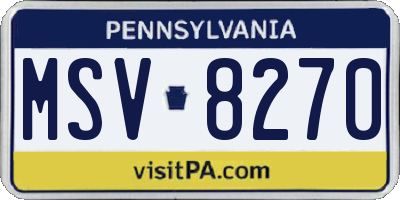 PA license plate MSV8270