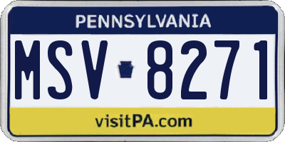 PA license plate MSV8271