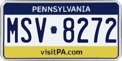 PA license plate MSV8272