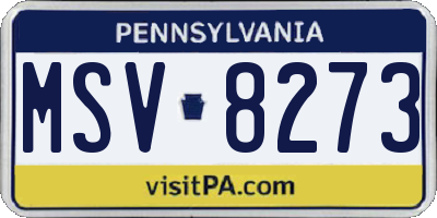 PA license plate MSV8273