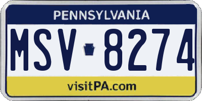 PA license plate MSV8274