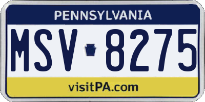 PA license plate MSV8275