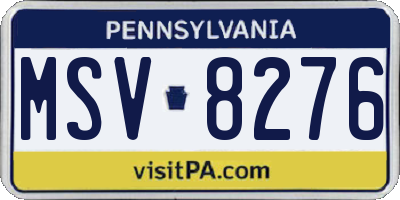 PA license plate MSV8276