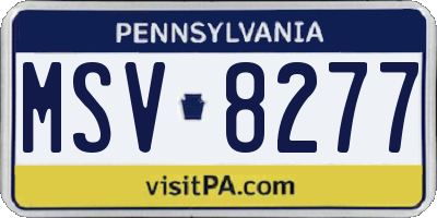 PA license plate MSV8277