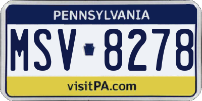 PA license plate MSV8278