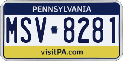 PA license plate MSV8281