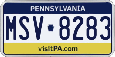 PA license plate MSV8283