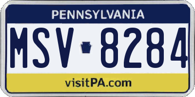 PA license plate MSV8284