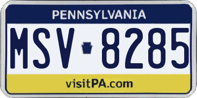 PA license plate MSV8285