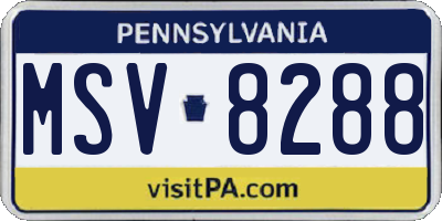 PA license plate MSV8288