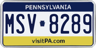 PA license plate MSV8289