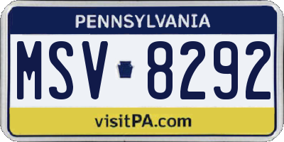 PA license plate MSV8292
