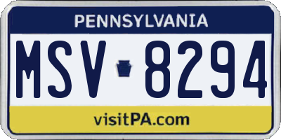 PA license plate MSV8294