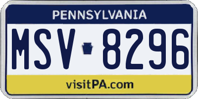 PA license plate MSV8296