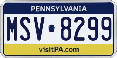 PA license plate MSV8299