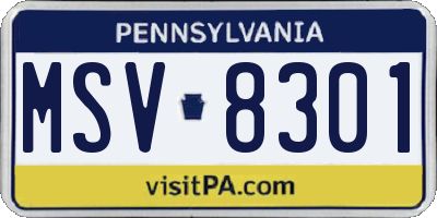 PA license plate MSV8301