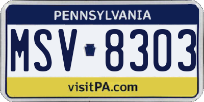 PA license plate MSV8303