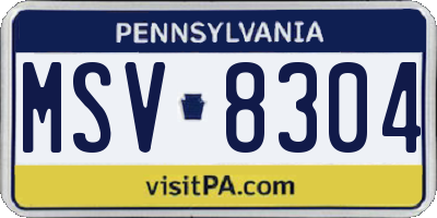 PA license plate MSV8304