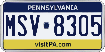 PA license plate MSV8305
