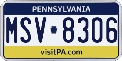PA license plate MSV8306