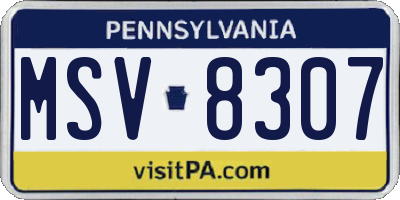 PA license plate MSV8307
