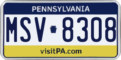 PA license plate MSV8308
