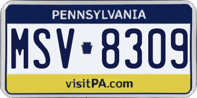 PA license plate MSV8309