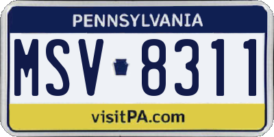 PA license plate MSV8311