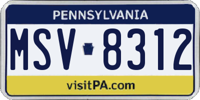 PA license plate MSV8312