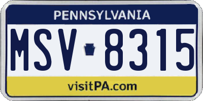 PA license plate MSV8315