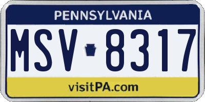 PA license plate MSV8317