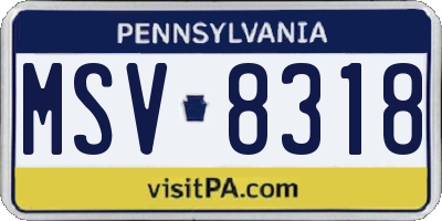PA license plate MSV8318