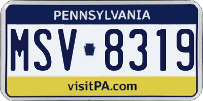 PA license plate MSV8319