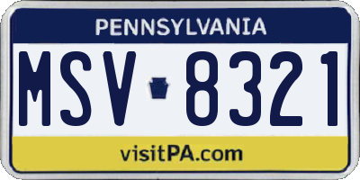 PA license plate MSV8321