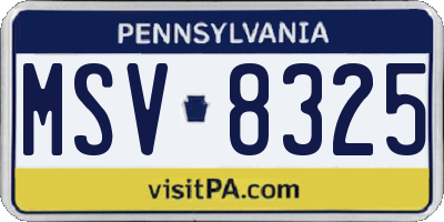 PA license plate MSV8325