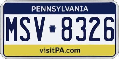 PA license plate MSV8326