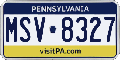 PA license plate MSV8327
