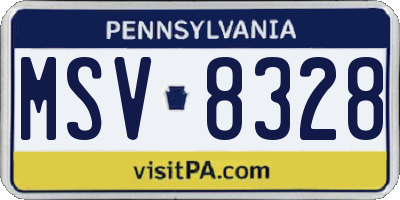 PA license plate MSV8328