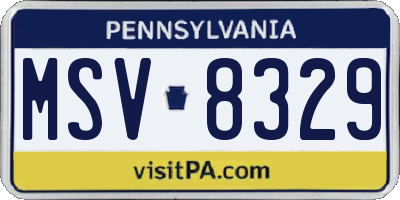 PA license plate MSV8329