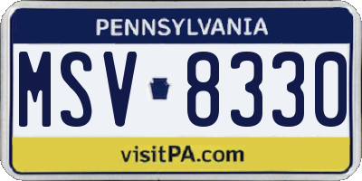 PA license plate MSV8330