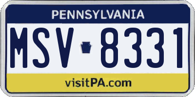PA license plate MSV8331