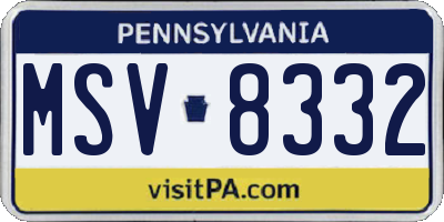 PA license plate MSV8332