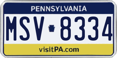 PA license plate MSV8334