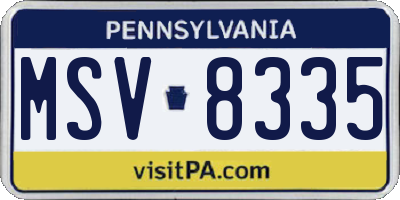 PA license plate MSV8335