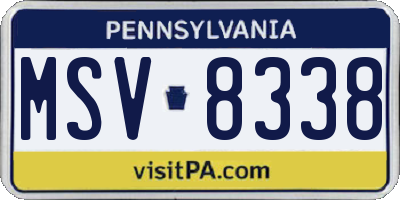 PA license plate MSV8338