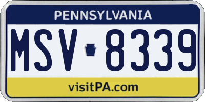 PA license plate MSV8339