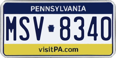 PA license plate MSV8340